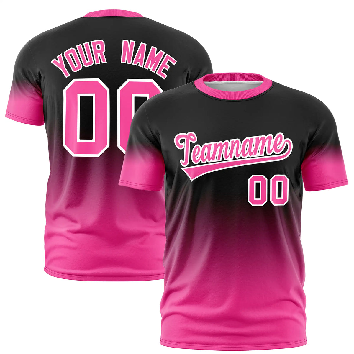Custom Black-Pink Gradient Fashion Design Performance T-Shirt