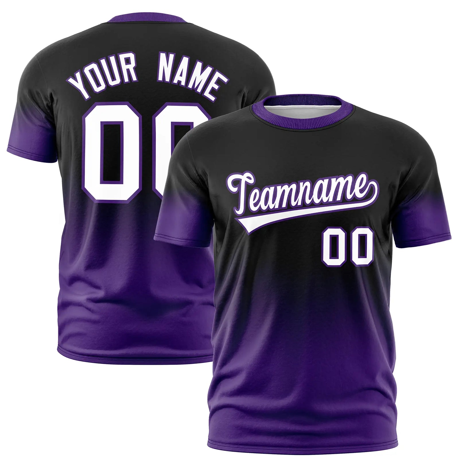 Custom Black-Purple Gradient Fashion Design Performance T-Shirt