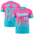 Custom Pink-Sky Blue Gradient Fashion Design Performance T-Shirt