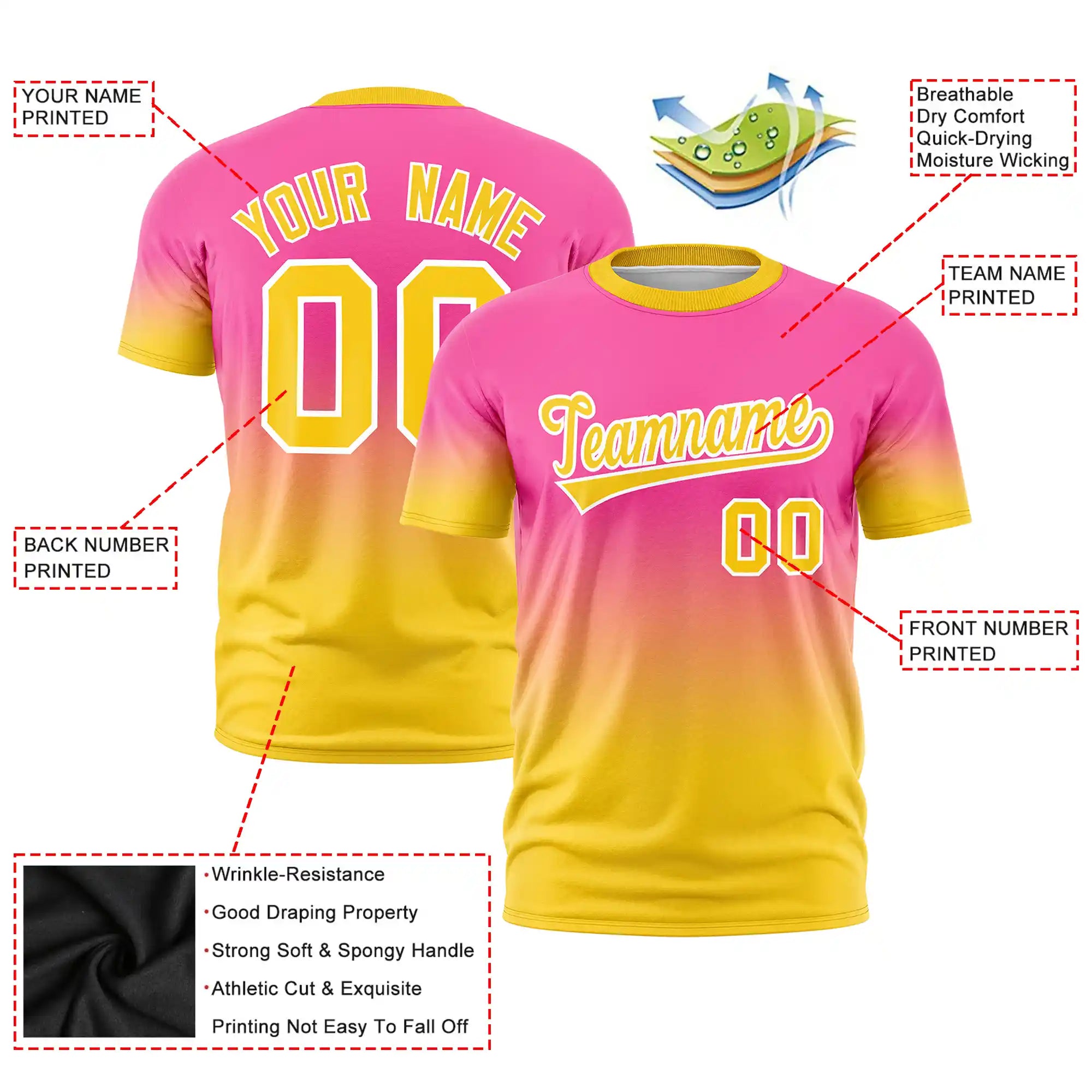 Custom Pink-Gold01 Gradient Fashion Design Performance T-Shirt