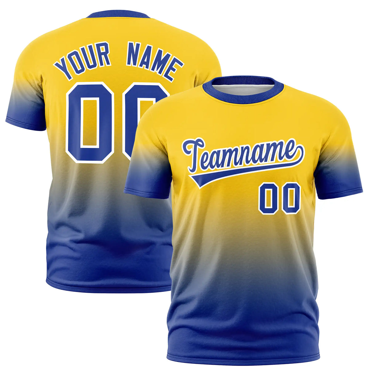 Custom Gold01-Royal Blue Gradient Fashion Design Performance T-Shirt
