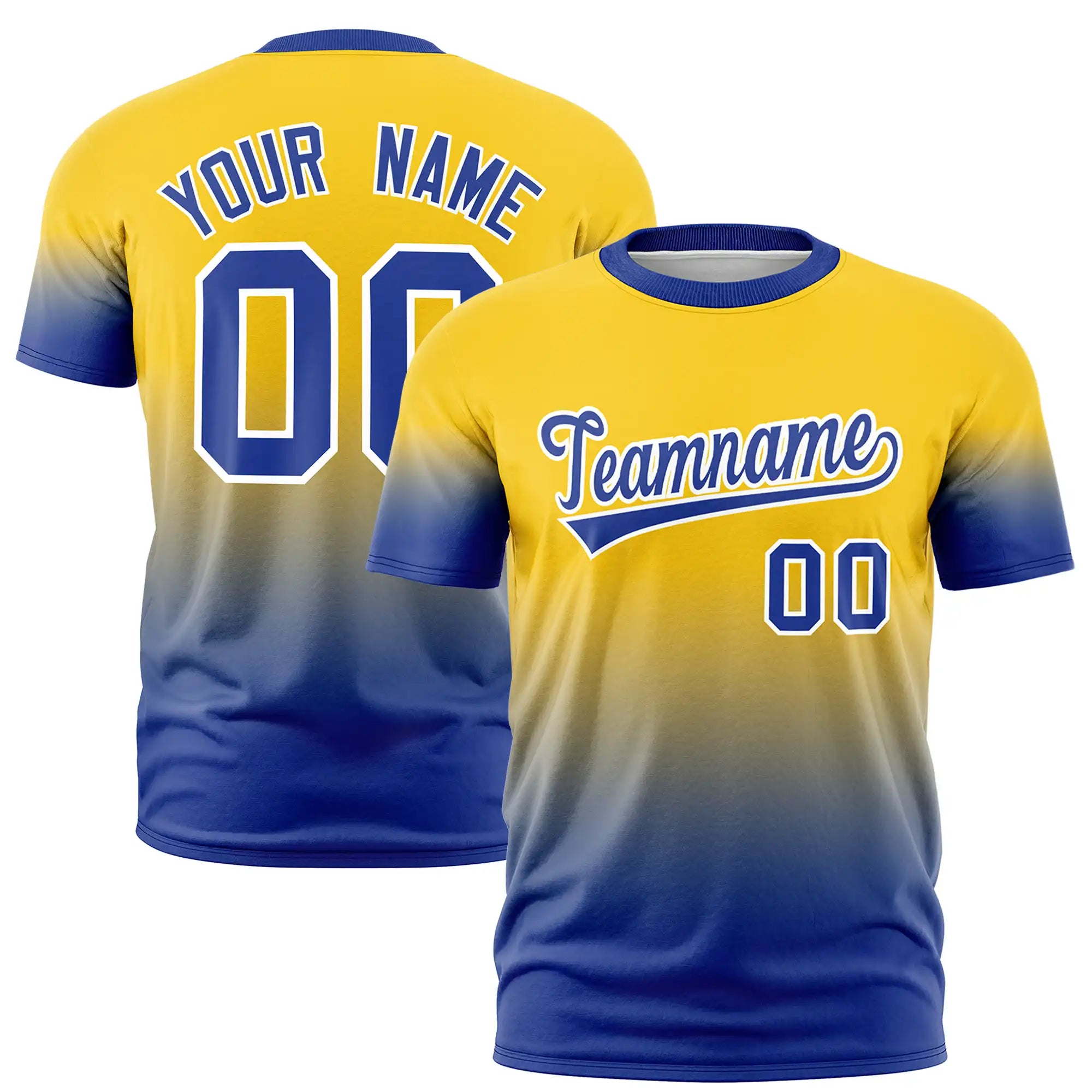 Custom Gold01-Royal Blue Gradient Fashion Design Performance T-Shirt