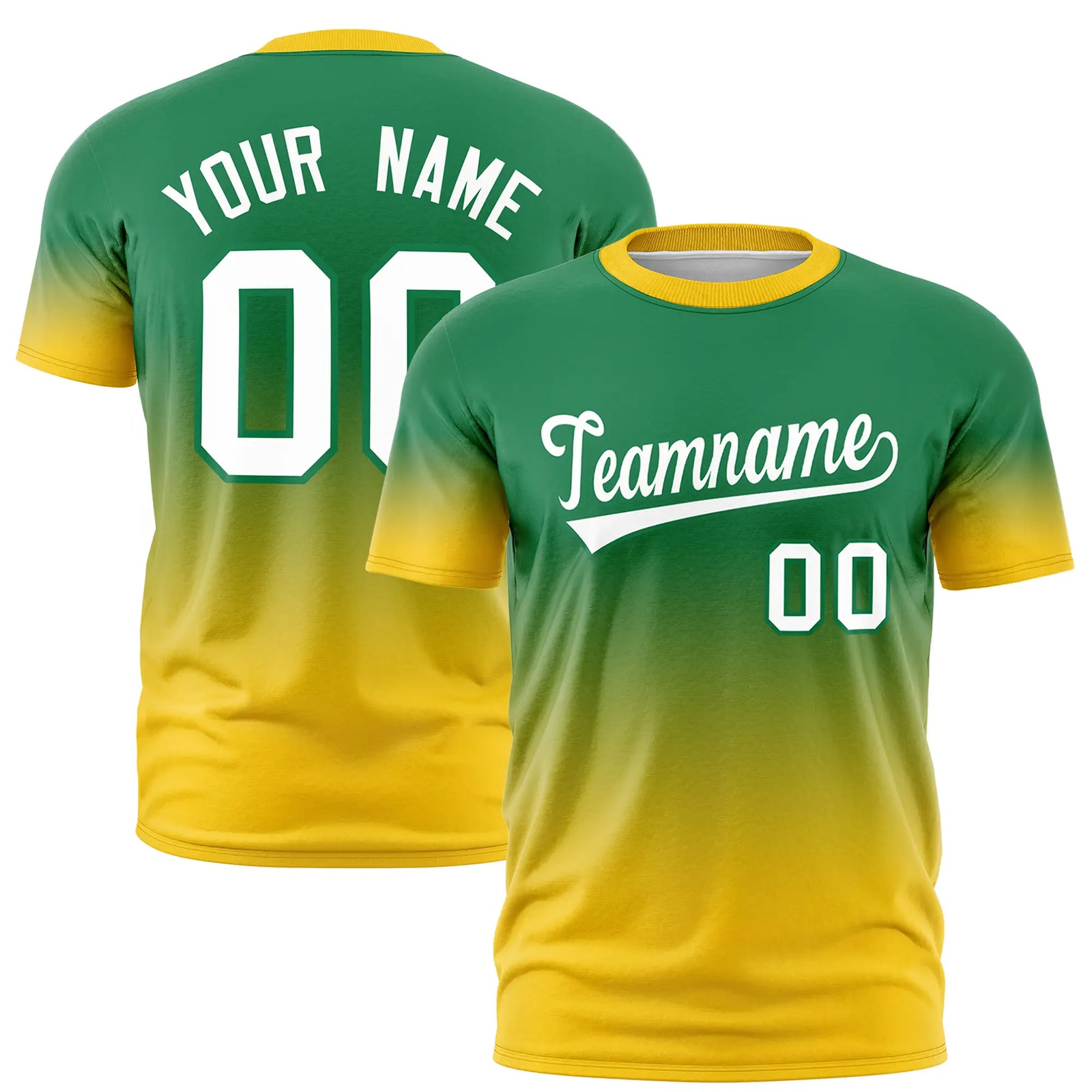 Custom Kelly Green-Gold01 Gradient Fashion Design Performance T-Shirt