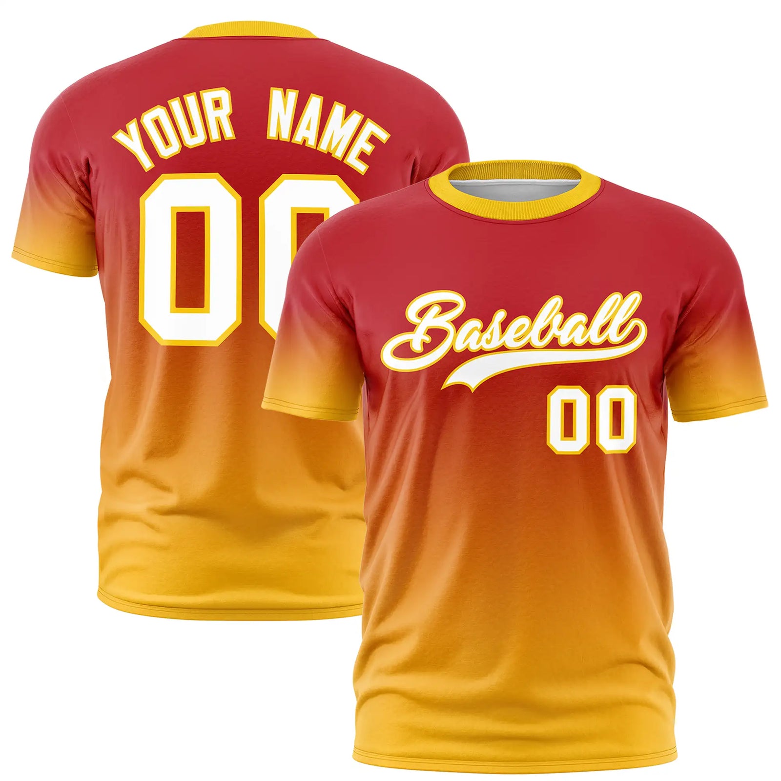 Custom Red-Gold01 Gradient Fashion Design Performance T-Shirt