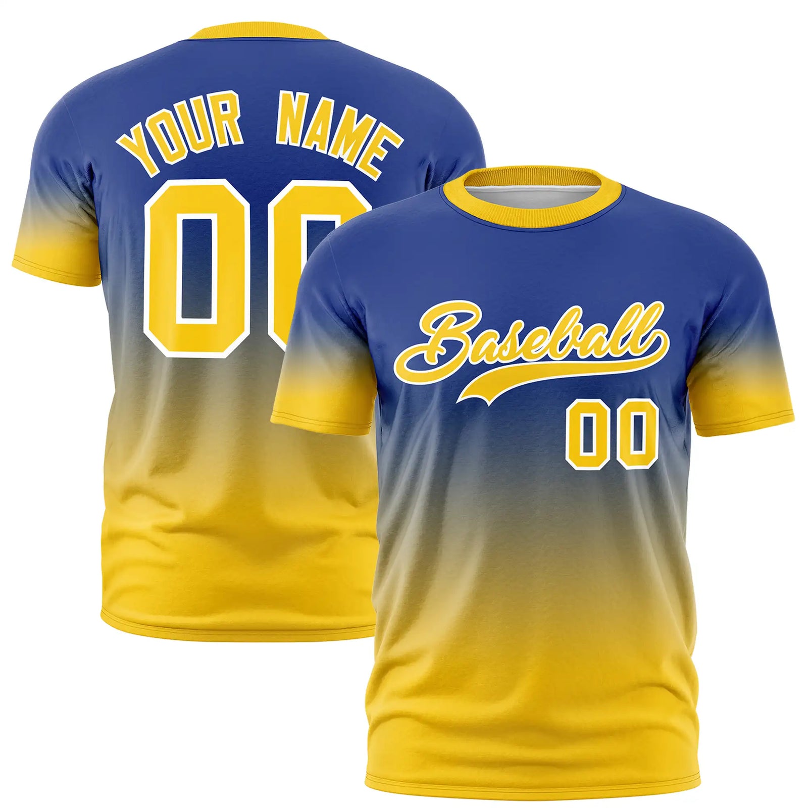 Custom Royal Blue-Gold01 Gradient Fashion Design Performance T-Shirt