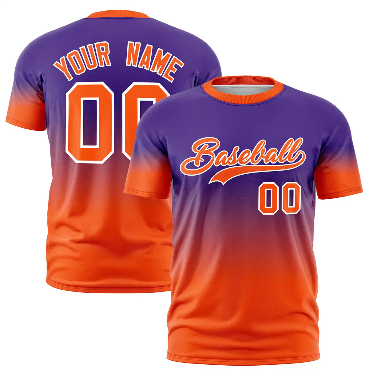 Custom Purple-Orange Gradient Fashion Design Performance T-Shirt