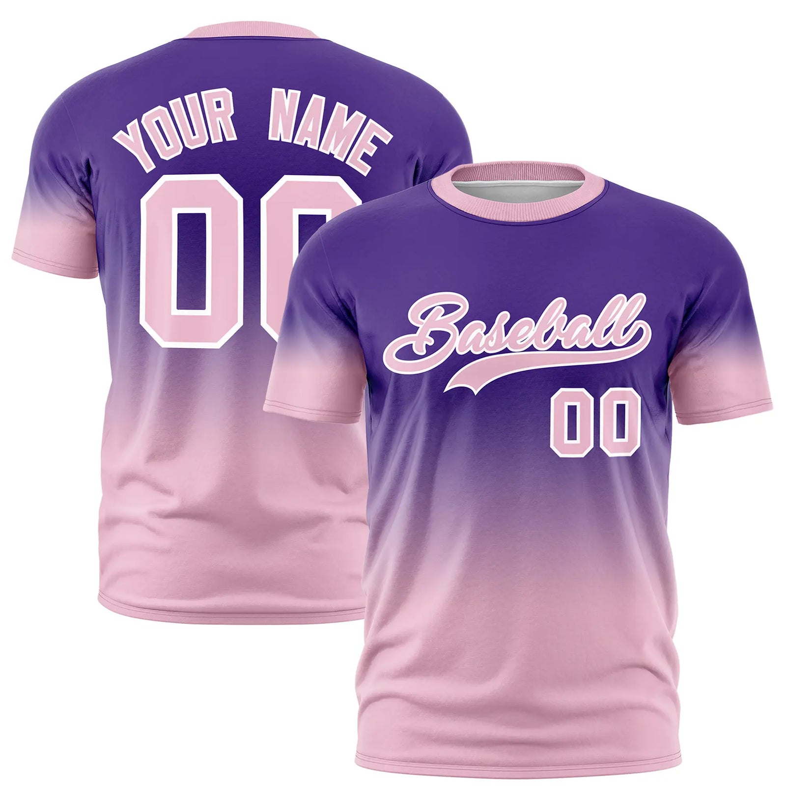 Custom Purple-Light Pink Gradient Fashion Design Performance T-Shirt