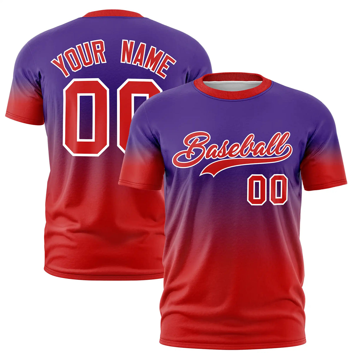 Custom Purple-Red Gradient Fashion Design Performance T-Shirt