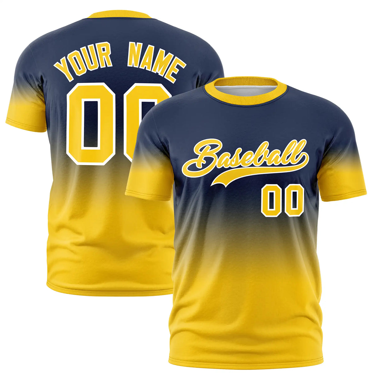 Custom Navy-Gold01 Gradient Fashion Design Performance T-Shirt
