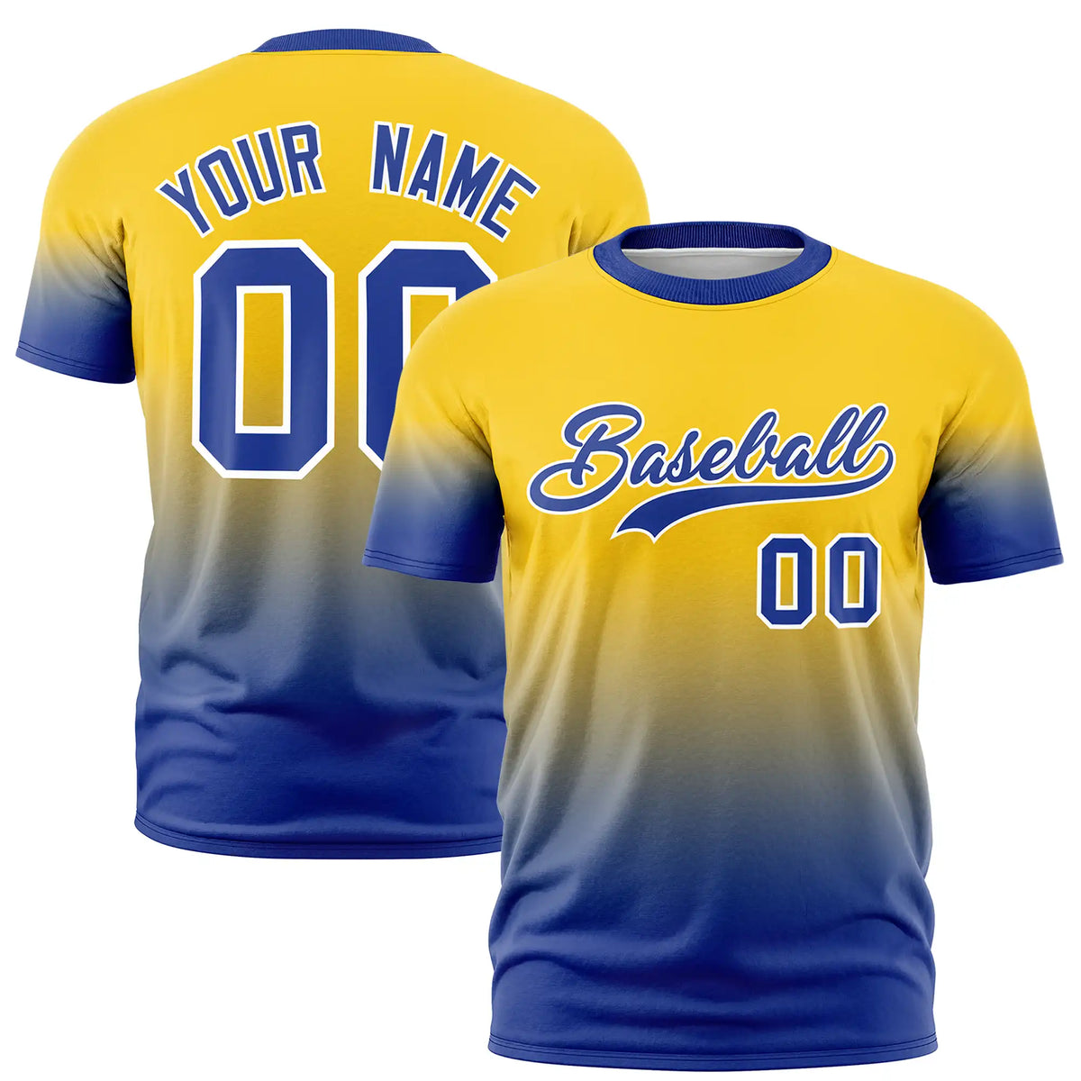 Custom Gold01-Royal Blue Gradient Fashion Design Performance T-Shirt