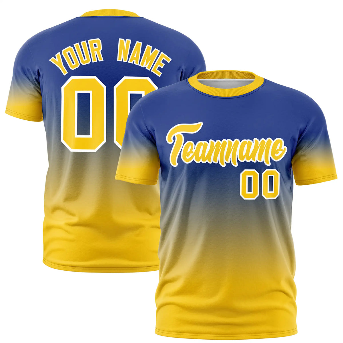Custom Royal Blue-Gold01 Gradient Fashion Design Performance T-Shirt