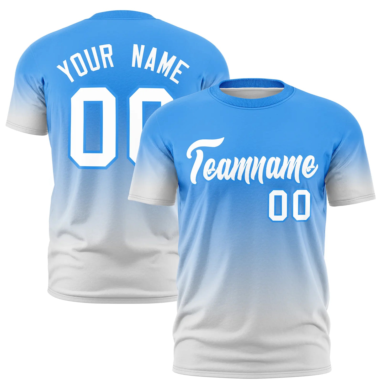 Custom Powder Blue-Gray Gradient Fashion Design Performance T-Shirt