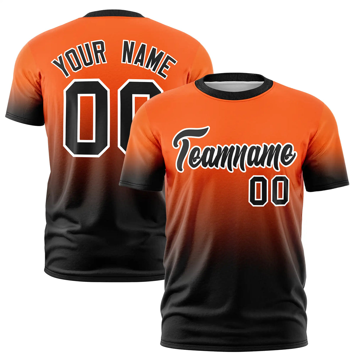 Custom Orange-Black Gradient Fashion Design Performance T-Shirt