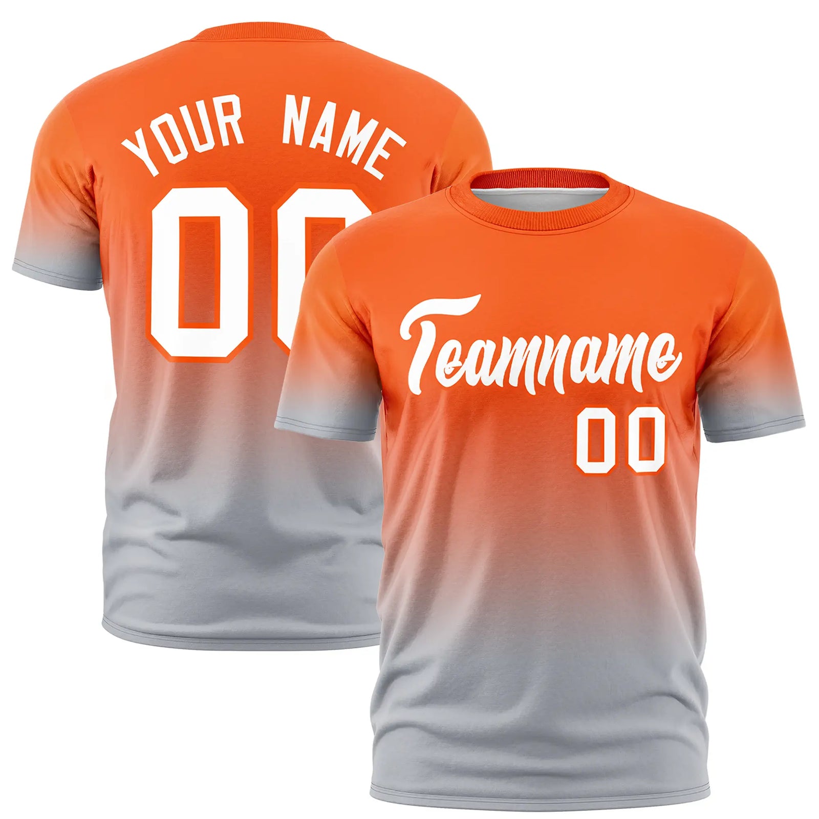 Custom Orange-Gray Gradient Fashion Design Performance T-Shirt