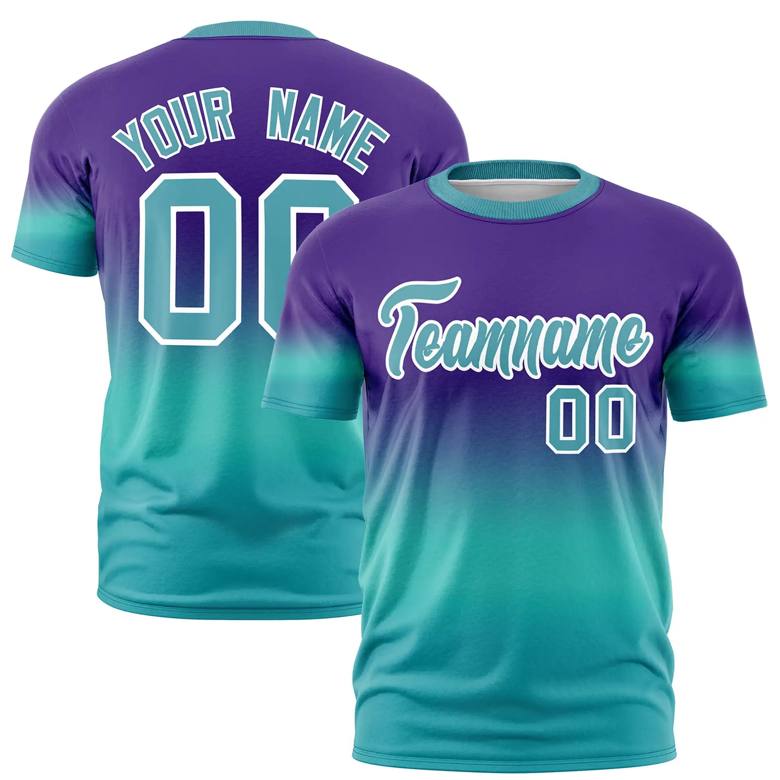 Custom Purple-Aqua Gradient Fashion Design Performance T-Shirt
