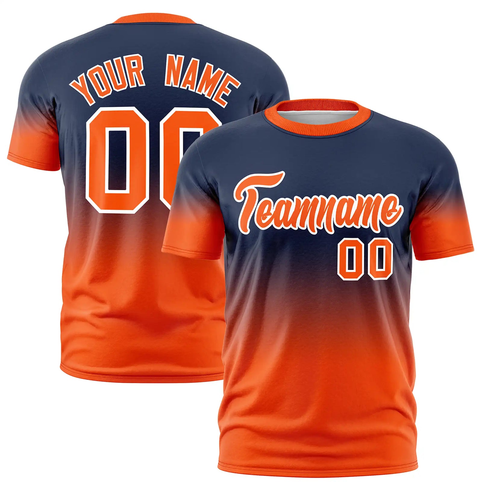 Custom Navy-Orange Gradient Fashion Design Performance T-Shirt