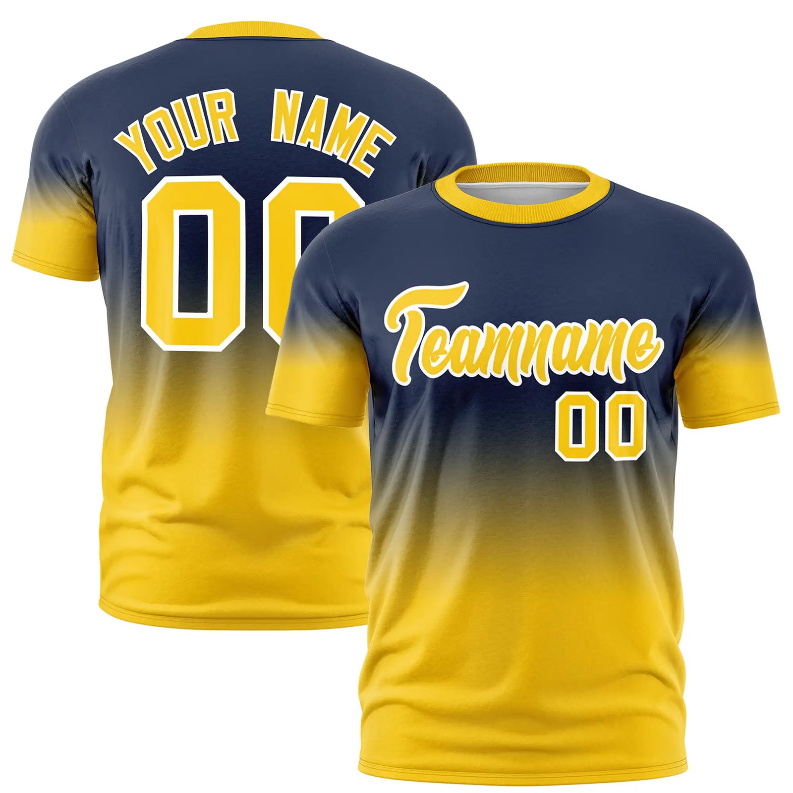 Custom Navy-Gold01 Gradient Fashion Design Performance T-Shirt