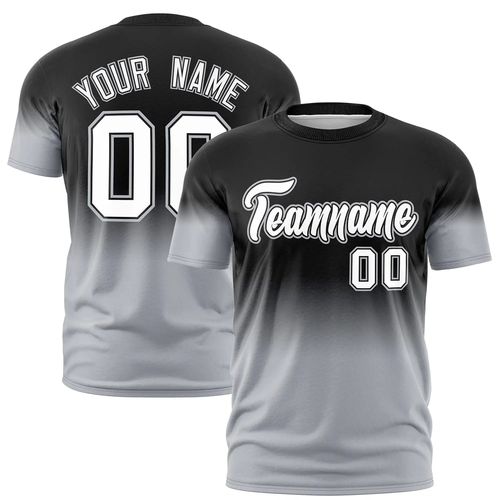 Custom Black-Gray Gradient Fashion Design Performance T-Shirt