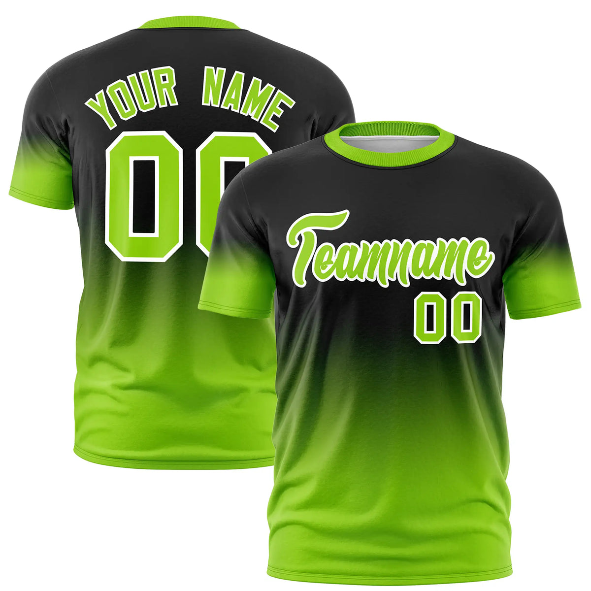 Custom Black-Neon Green Gradient Fashion Design Performance T-Shirt