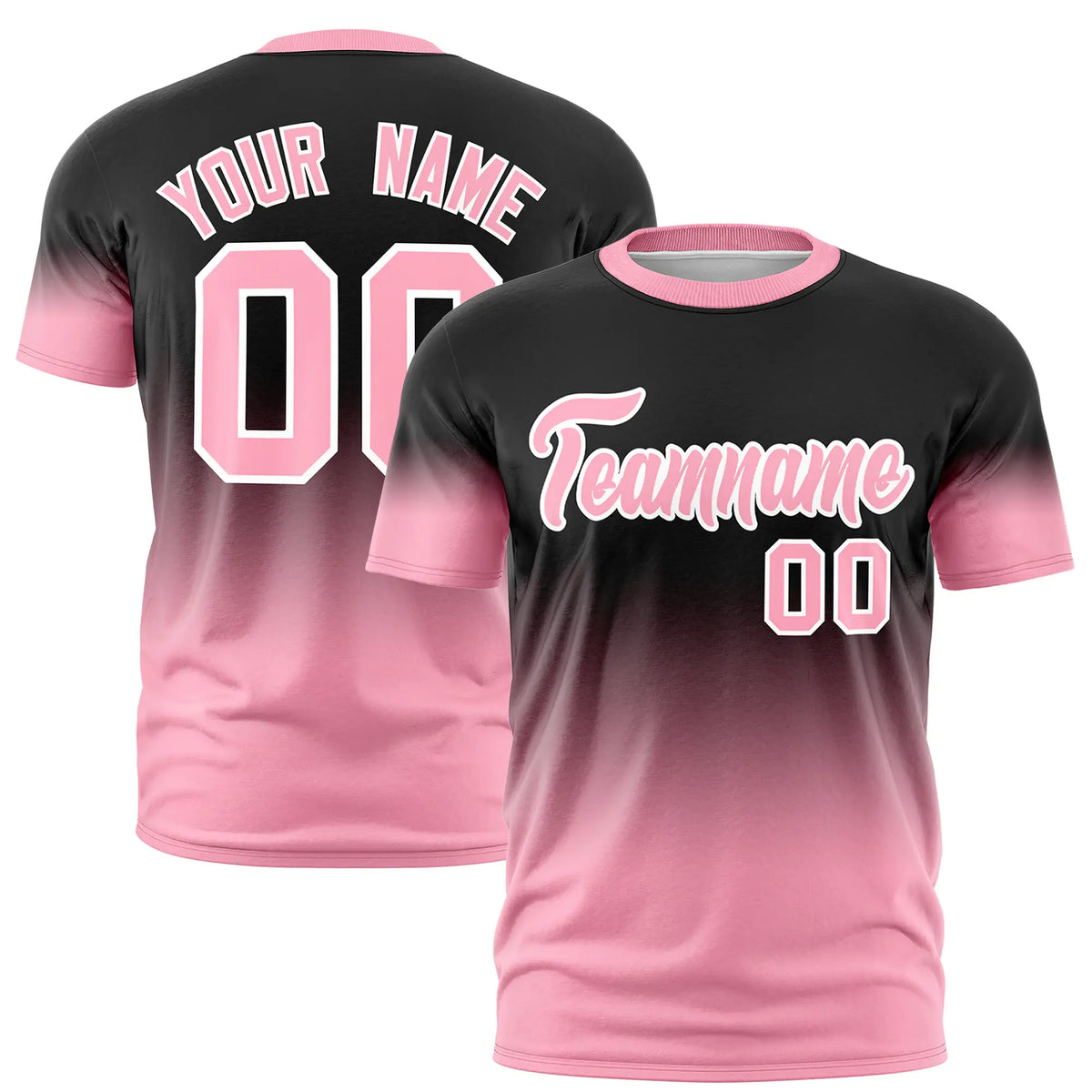 Custom Black-Light Pink Gradient Fashion Design Performance T-Shirt