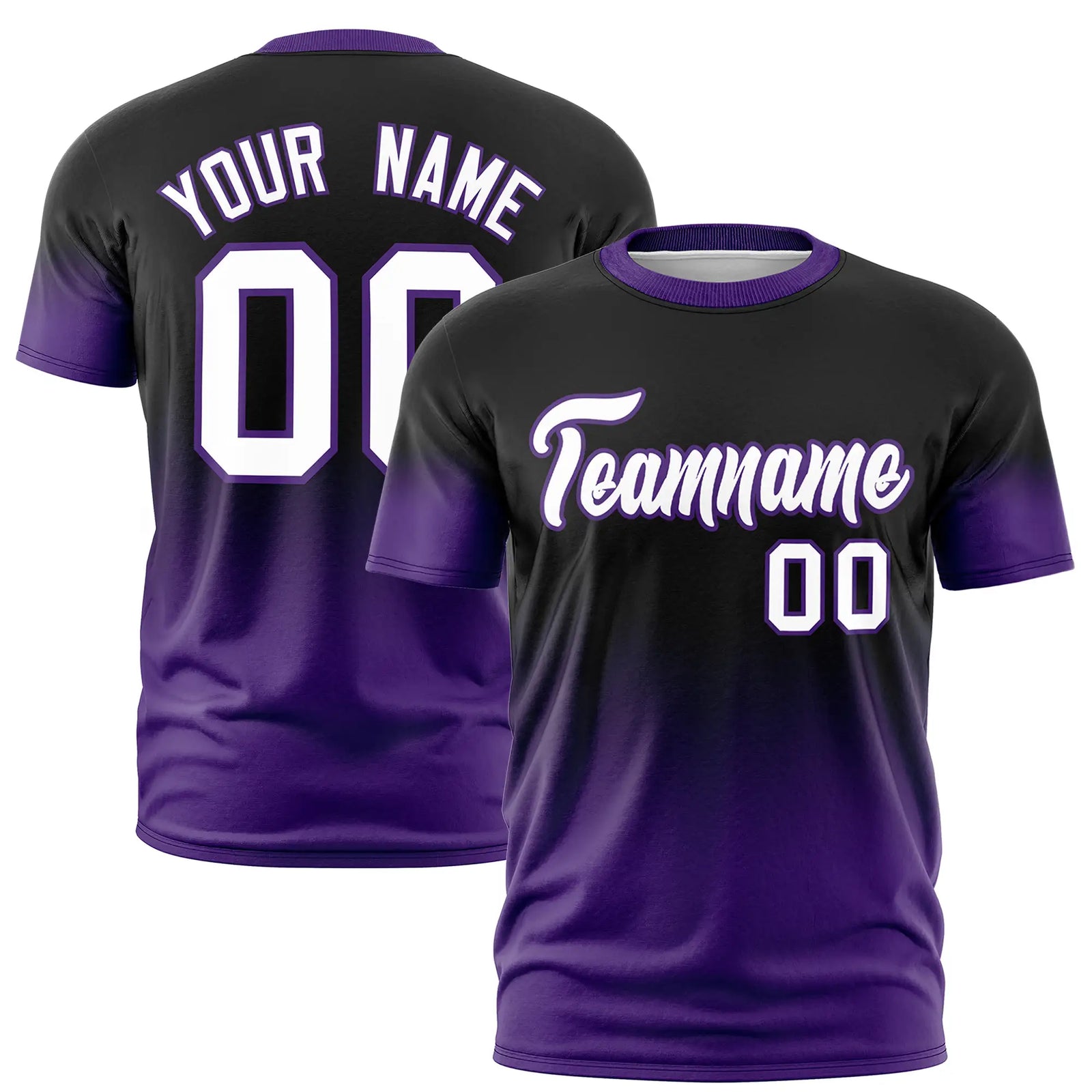 Custom Black-Purple Gradient Fashion Design Performance T-Shirt