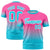 Custom Pink-Sky Blue Gradient Fashion Design Performance T-Shirt