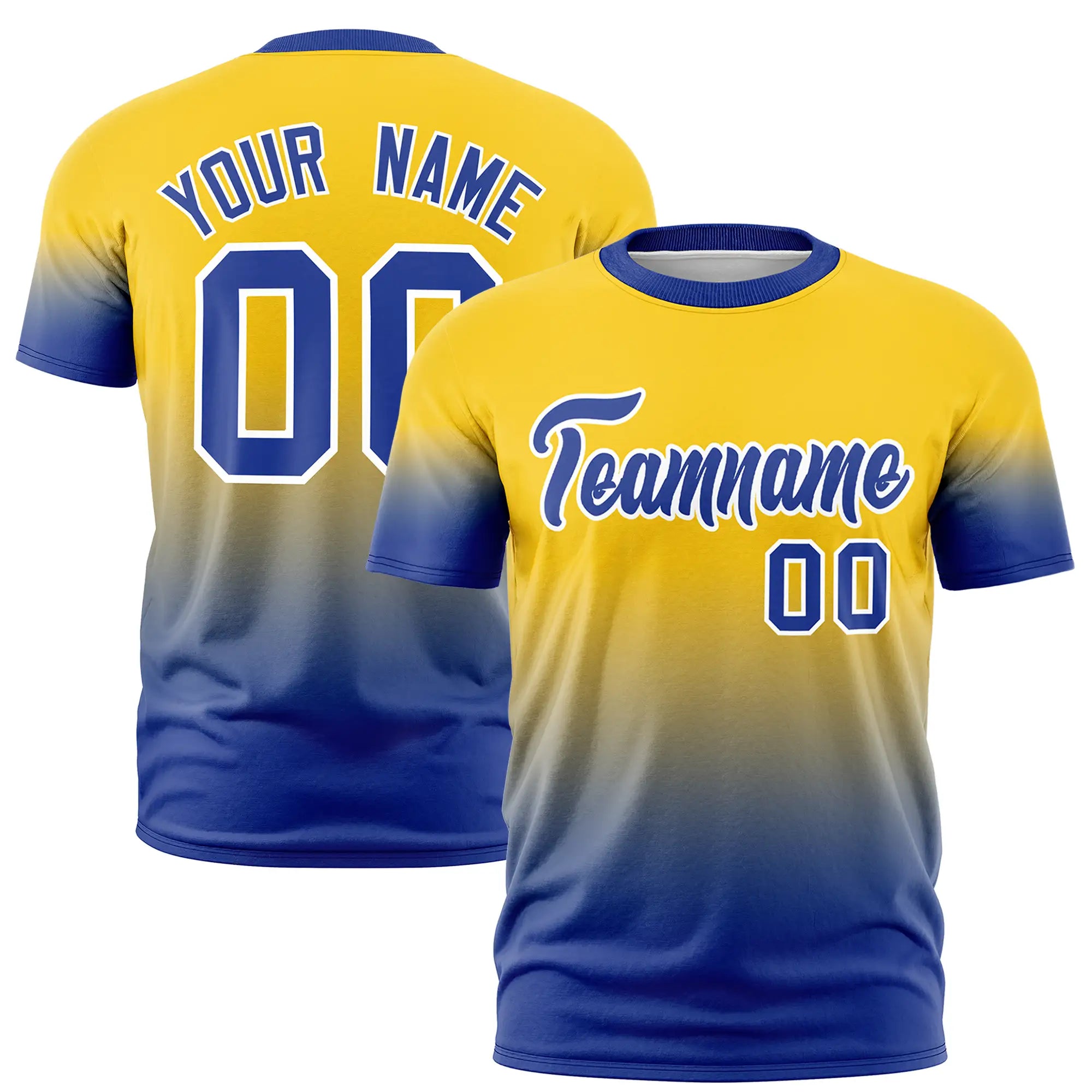 Custom Gold01-Royal Blue Gradient Fashion Design Performance T-Shirt