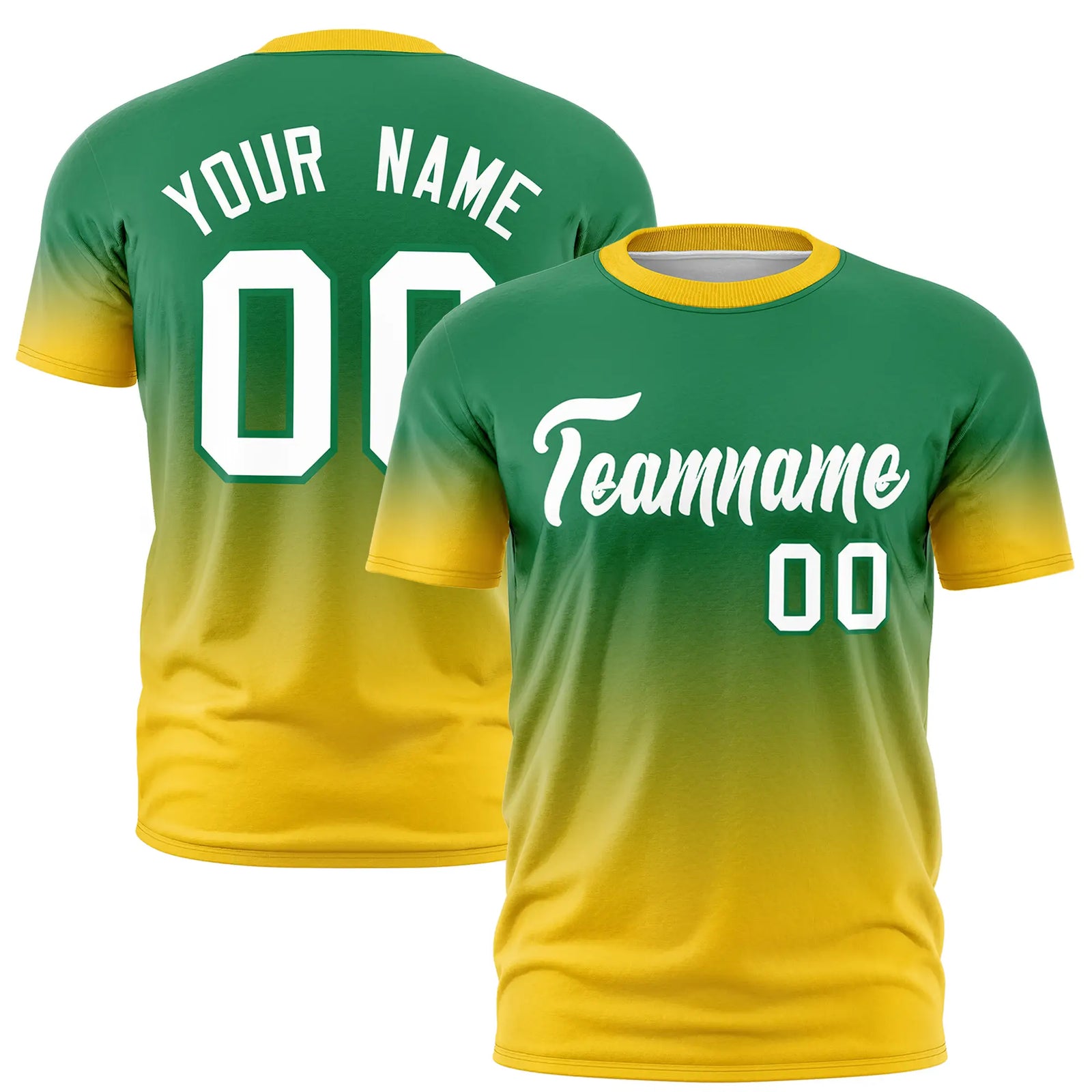 Custom Kelly Green-Gold01 Gradient Fashion Design Performance T-Shirt