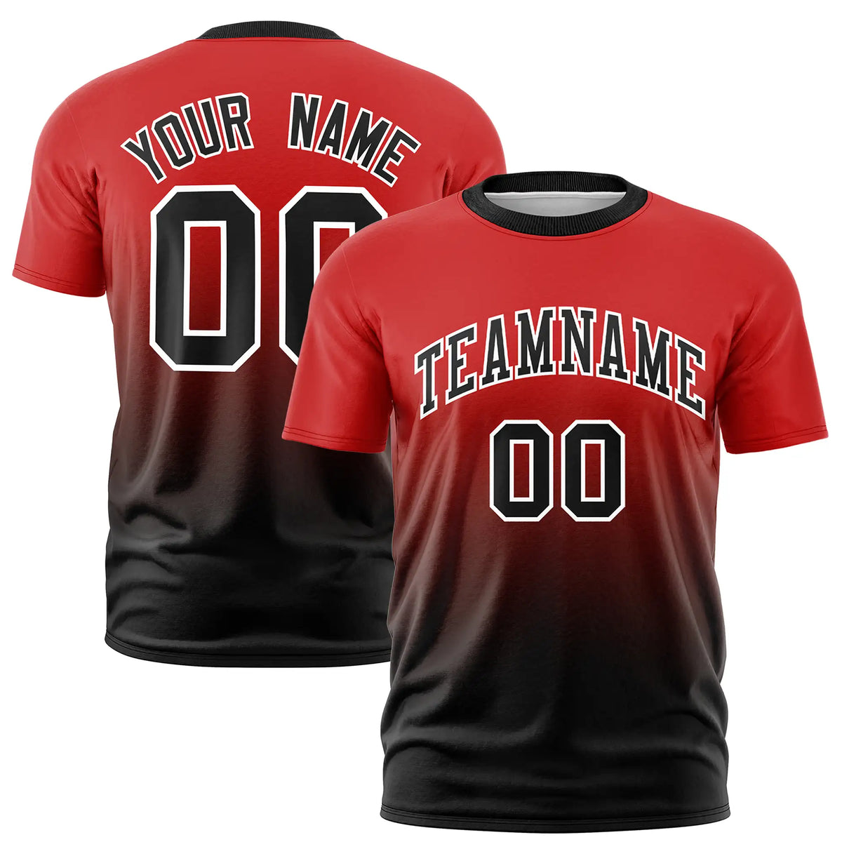 Custom Red-Black Gradient Fashion Design Performance T-Shirt