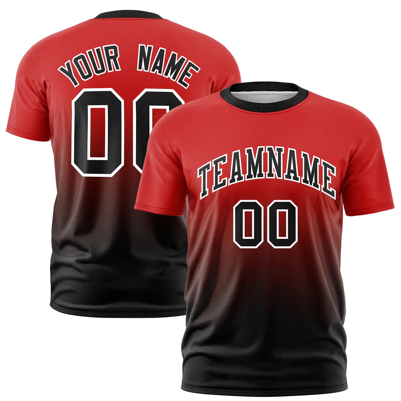 Custom Red-Black Gradient Fashion Design Performance T-Shirt