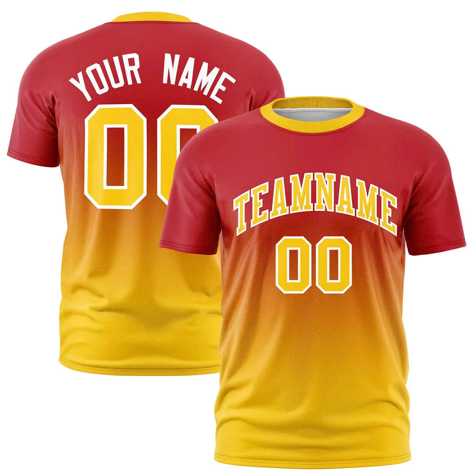 Custom Red-Gold01 Gradient Fashion Design Performance T-Shirt