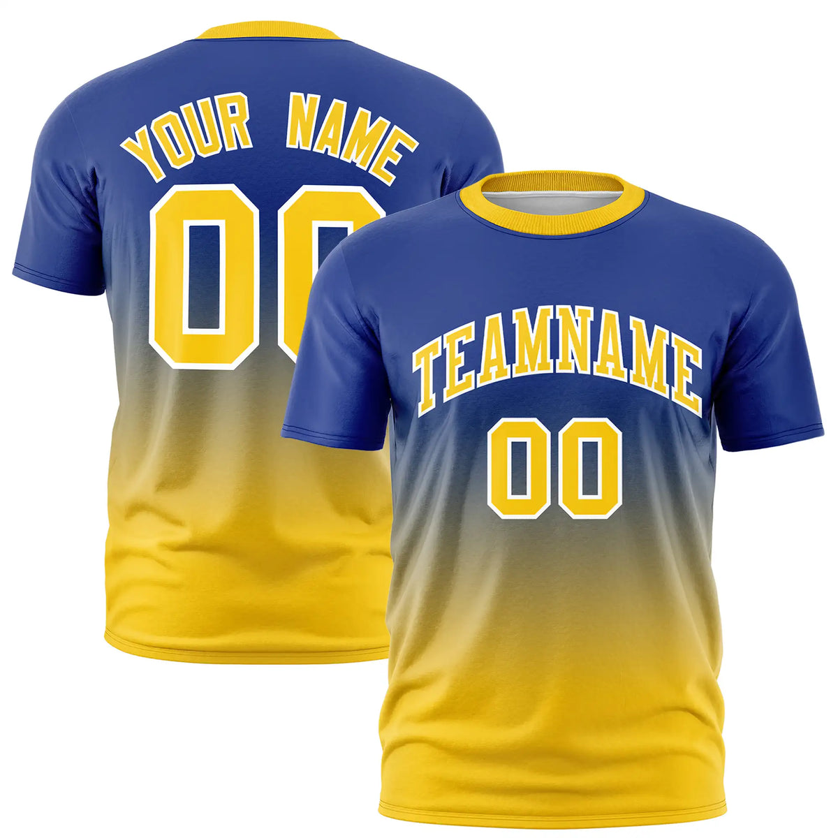 Custom Royal Blue-Gold01 Gradient Fashion Design Performance T-Shirt