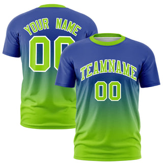 Custom Royal Blue-Neon Green Gradient Fashion Design Performance T-Shirt - Style 1