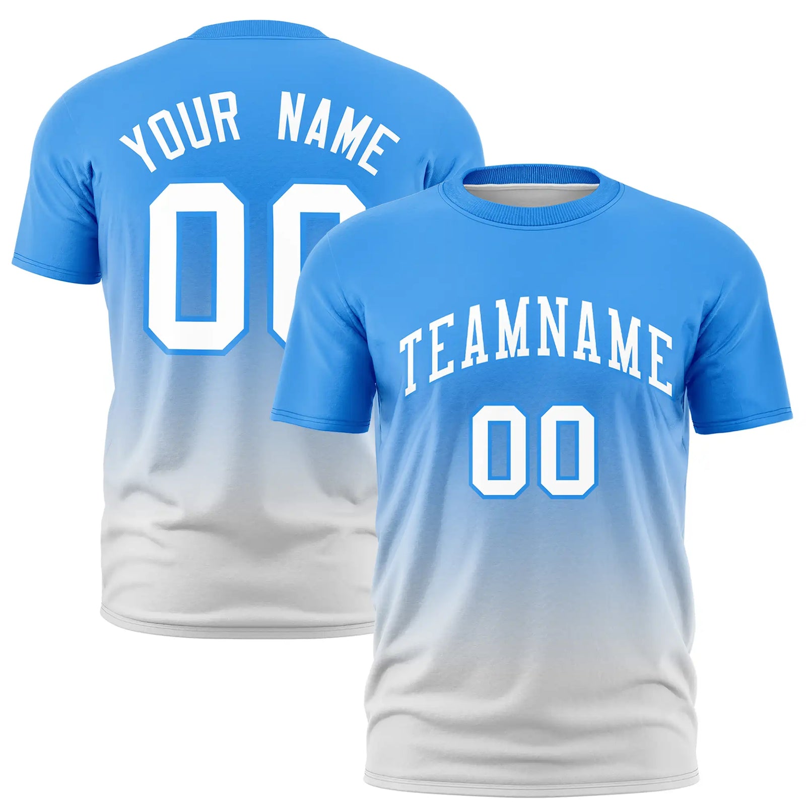 Custom Powder Blue-Gray Gradient Fashion Design Performance T-Shirt