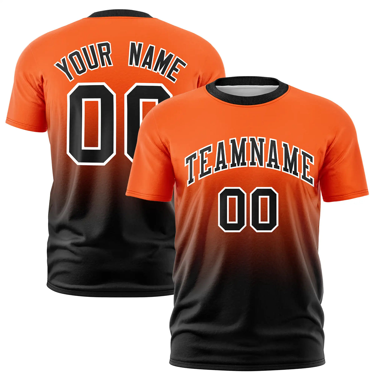 Custom Orange-Black Gradient Fashion Design Performance T-Shirt
