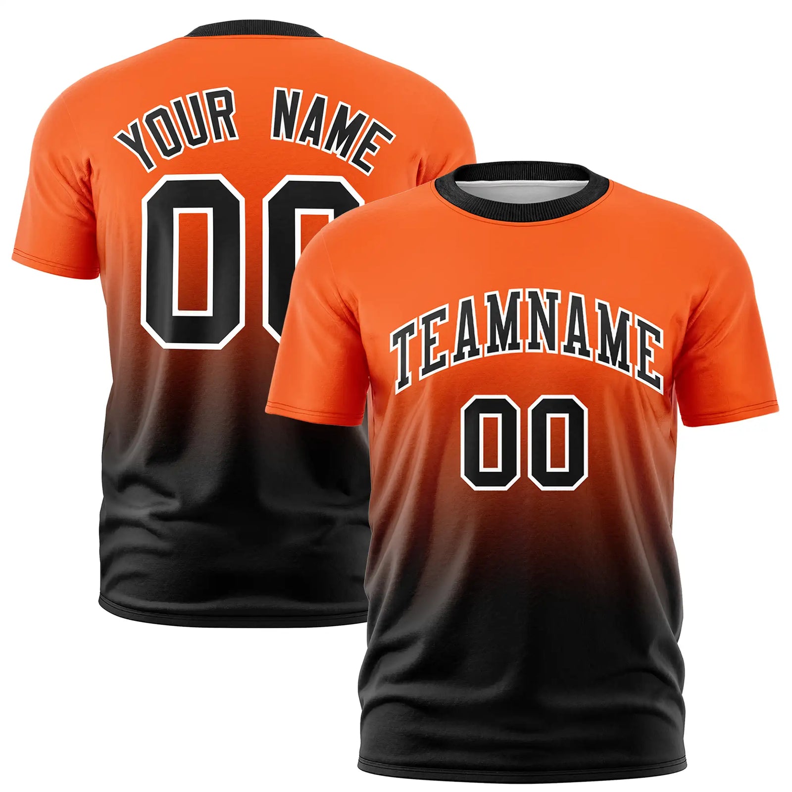 Custom Orange-Black Gradient Fashion Design Performance T-Shirt