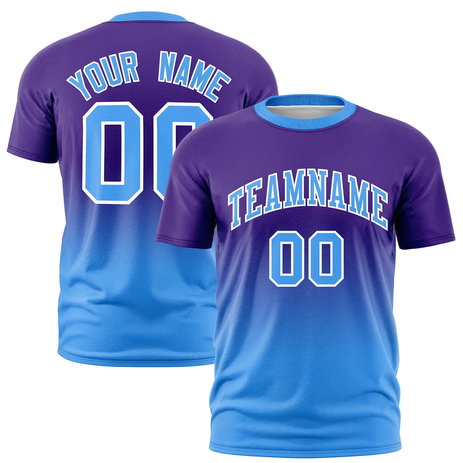 Custom Purple-Powder Blue Gradient Fashion Design Performance T-Shirt