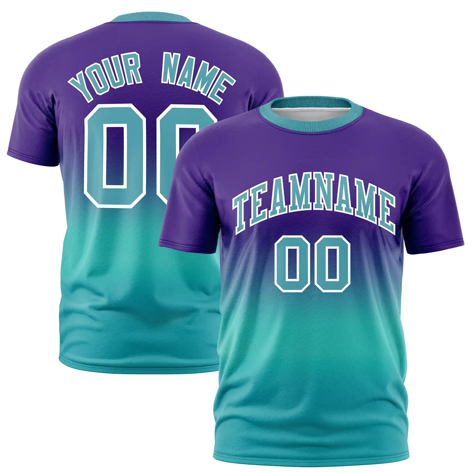 Custom Purple-Aqua Gradient Fashion Design Performance T-Shirt
