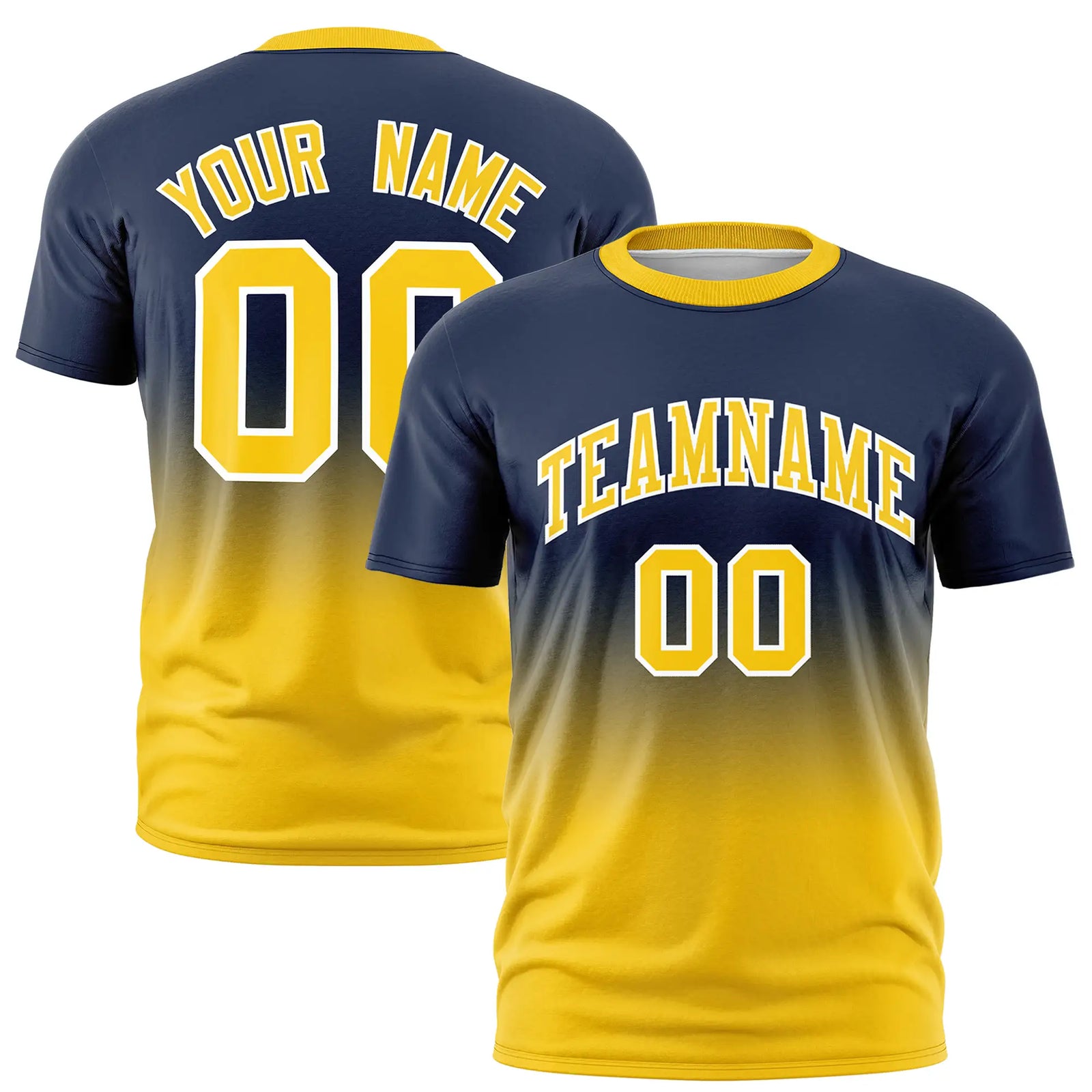 Custom Navy-Gold01 Gradient Fashion Design Performance T-Shirt