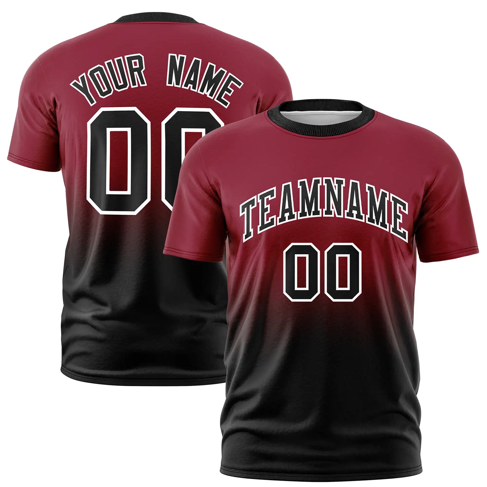 Custom Crimson-Black Gradient Fashion Design Performance T-Shirt