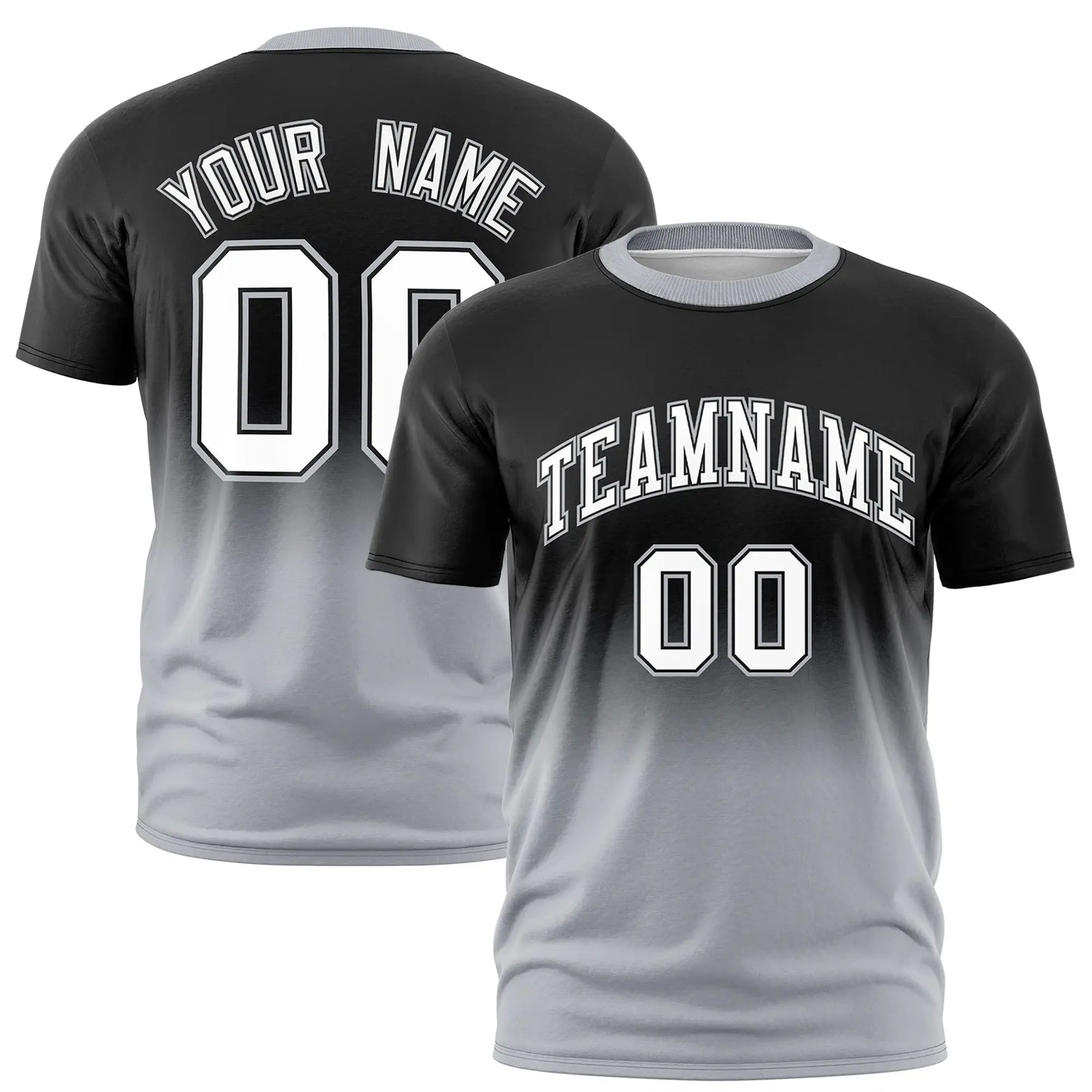 Custom Black-Gray Gradient Fashion Design Performance T-Shirt