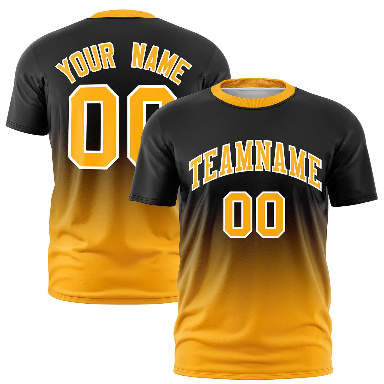 Custom Black-Yellow Gradient Fashion Design Performance T-Shirt