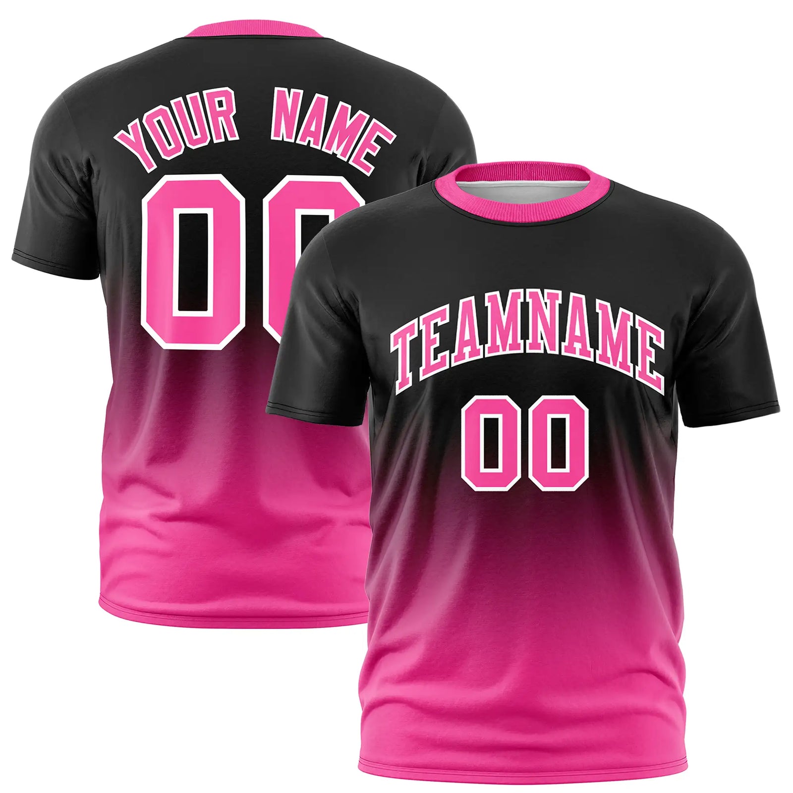 Custom Black-Pink Gradient Fashion Design Performance T-Shirt