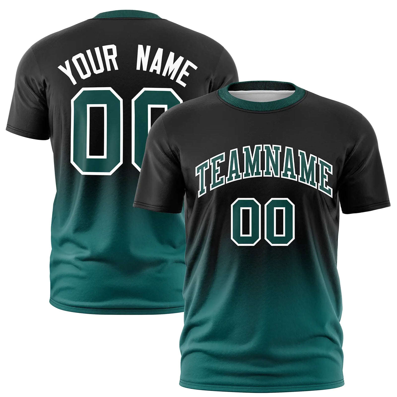 Custom Black-Aqua Gradient Fashion Design Performance T-Shirt