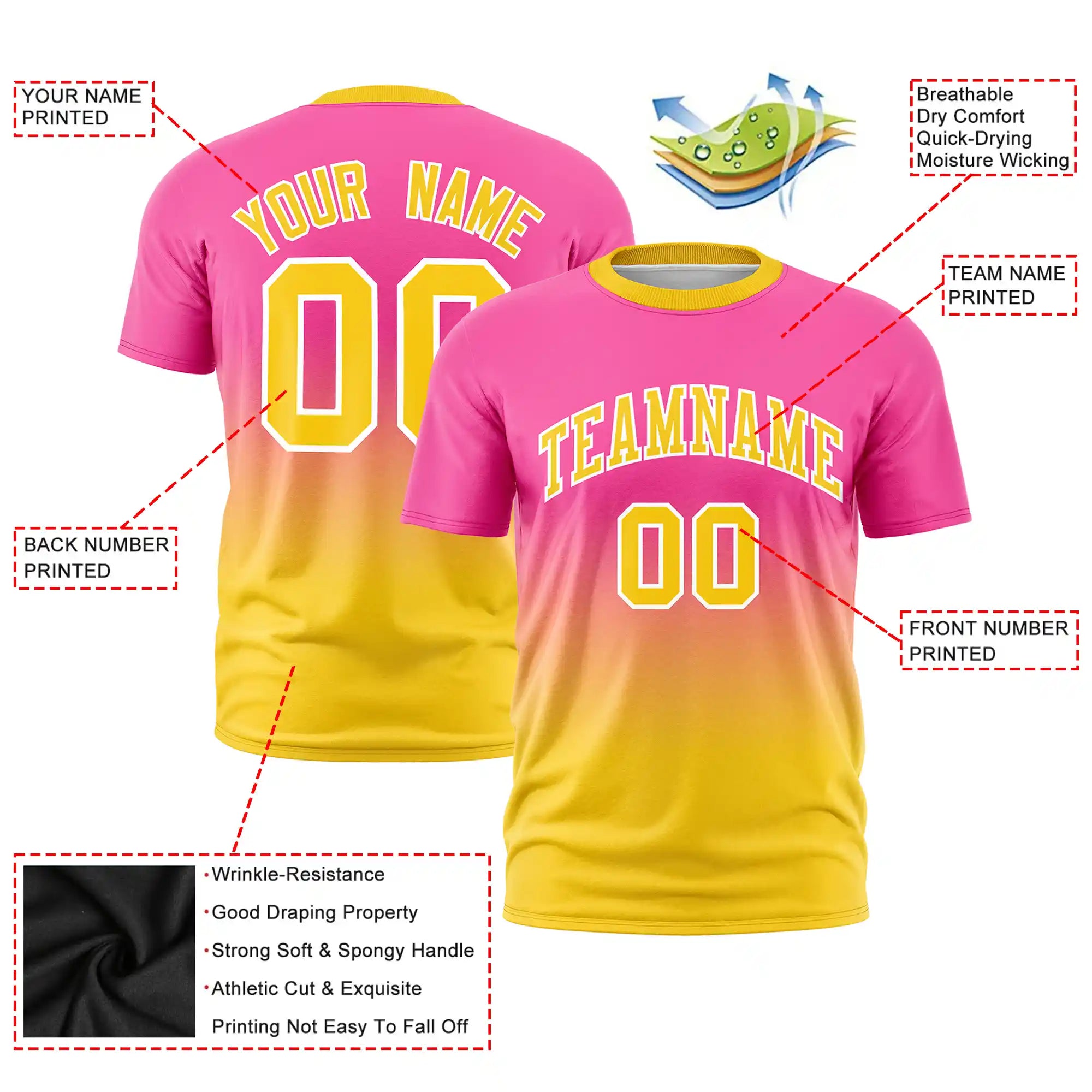 Custom Pink-Gold01 Gradient Fashion Design Performance T-Shirt