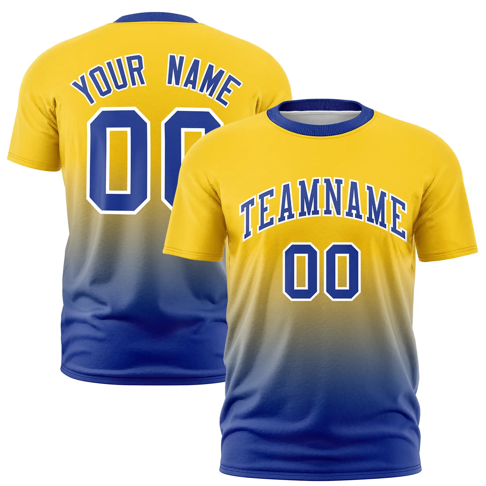 Custom Gold01-Royal Blue Gradient Fashion Design Performance T-Shirt