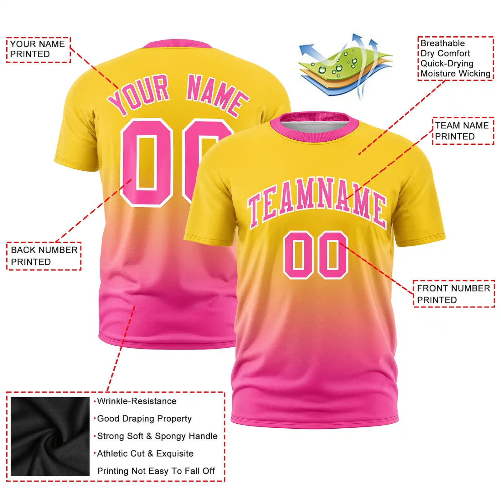 Custom Gold01-Pink Gradient Fashion Design Performance T-Shirt
