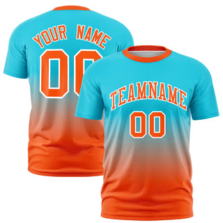 Custom Sky Blue-Orange Gradient Fashion Design Performance T-Shirt - Style 1