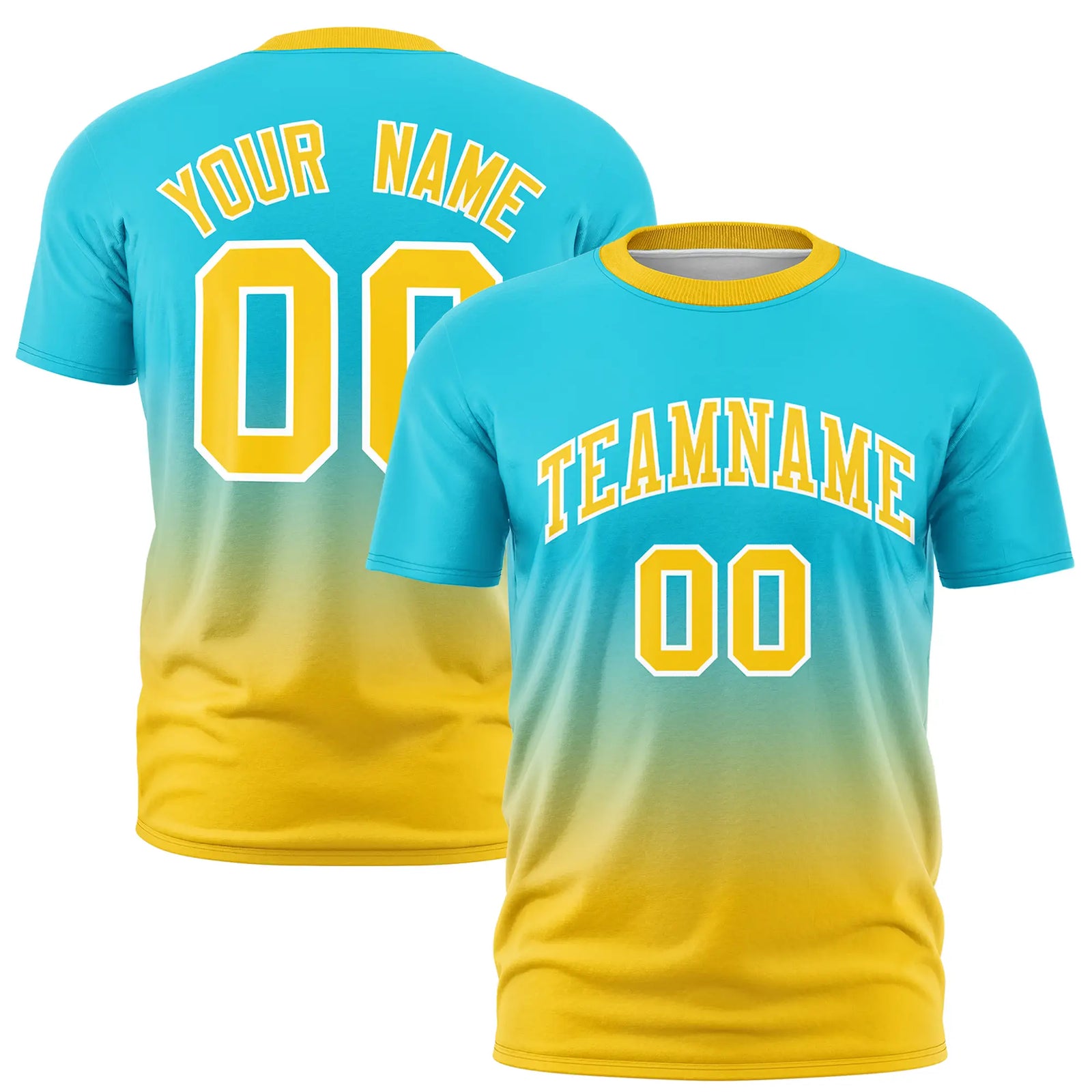 Custom Sky Blue-Gold01 Gradient Fashion Design Performance T-Shirt