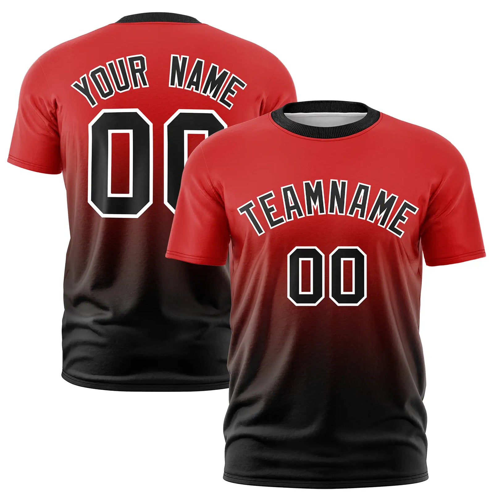 Custom Red-Black Gradient Fashion Design Performance T-Shirt